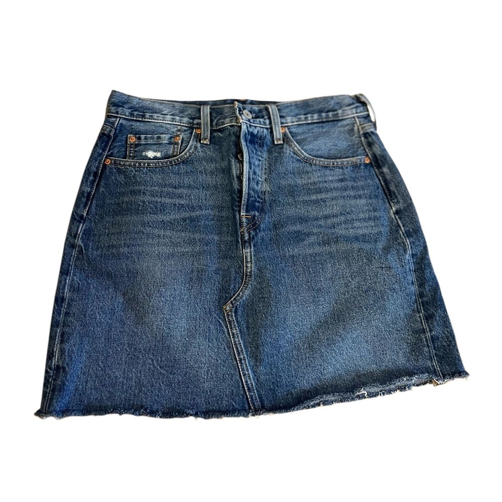 LEVIS‎ DENIM MINI SKIRT CROCHET PATCH UPCYCLED BOHO Y2K DIYSZ 29